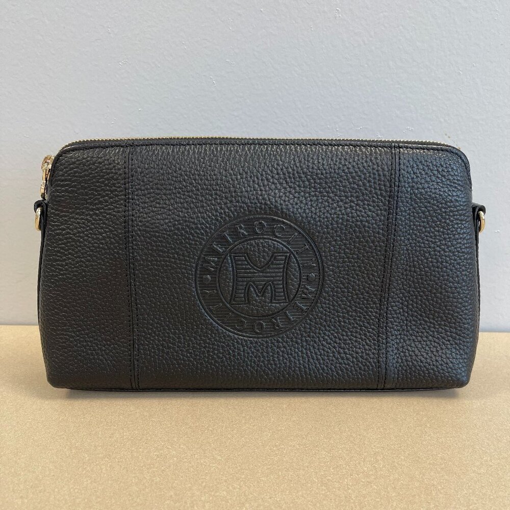 Metrocity Black Pebbled Leather Clutch/Crossbody Bag - Preowned